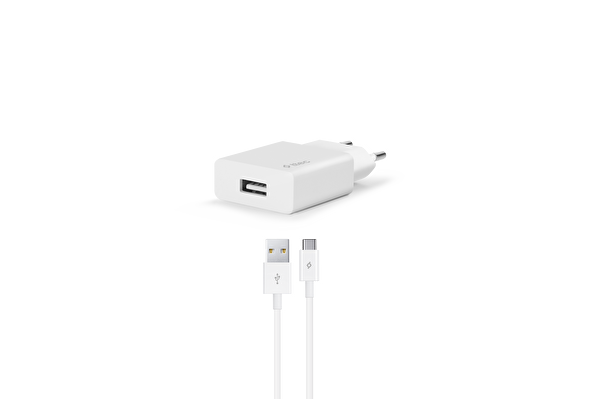 Ttec SmartCharger 10.5W USB-A Seyahat Şarj Aleti Ve Type-C Kablo 1.2m Beyaz