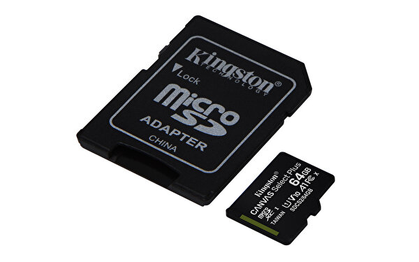 Kingston 64GB Micro SDXC Canvas Select Plus 100R A1 C10 CARD + Adaptör