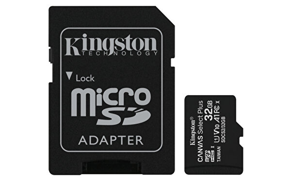 Kingston 32GB MicroSDHC Canvas Select Plus 100R A1 C10 CARD + Adaptör