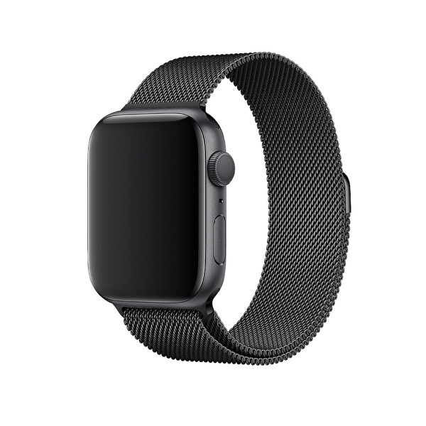 Qfit Apple Watch Uyumlu 42/44mm Çelik Kordon Milano Loop Siyah