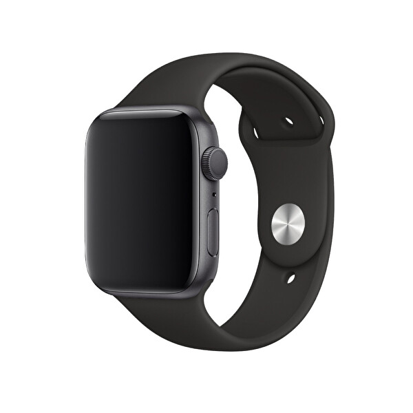 Qfit Apple Watch Uyumlu 42/44mm Silikon Spor Kordon Siyah