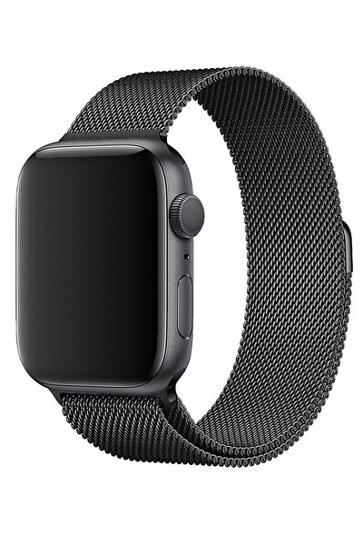 Qfit Apple Watch42/44mm Uyumlu Spor Hasır Loop Siyah Kordon