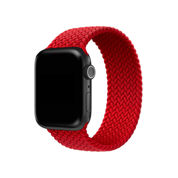 Qfit Apple Watch Uyumlu 42/44mm Spor Örgü Loop Kordon Kırmızı S
