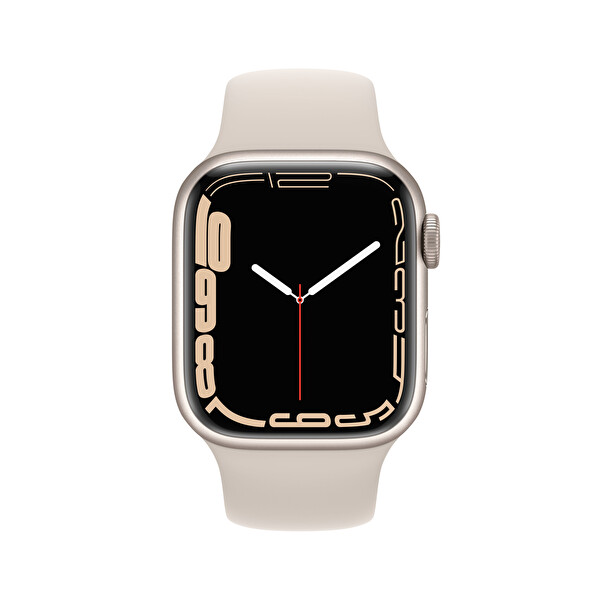 Apple Watch 7 Gps + Cellular 41MM Yıldız Işığı Alüminyum Kasa Yıldız Işığı Spor Kordon MKHR3TU/A