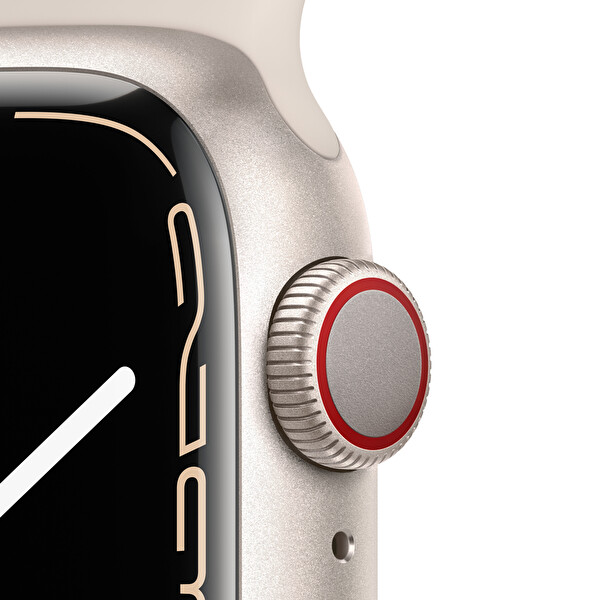 Apple Watch 7 Gps + Cellular 41MM Yıldız Işığı Alüminyum Kasa Yıldız Işığı Spor Kordon MKHR3TU/A