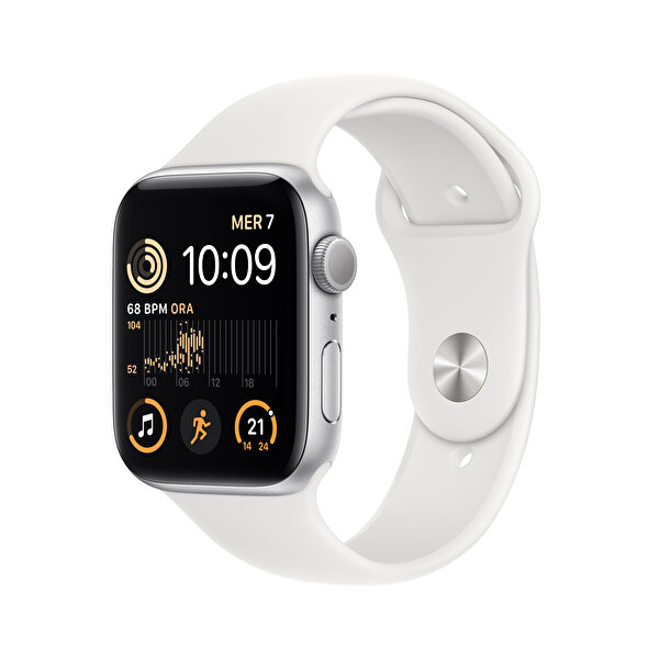 Apple Apple Watch SE GPS 44MM Gümüş Alüminyum Kasa ve Beyaz Spor Kordon