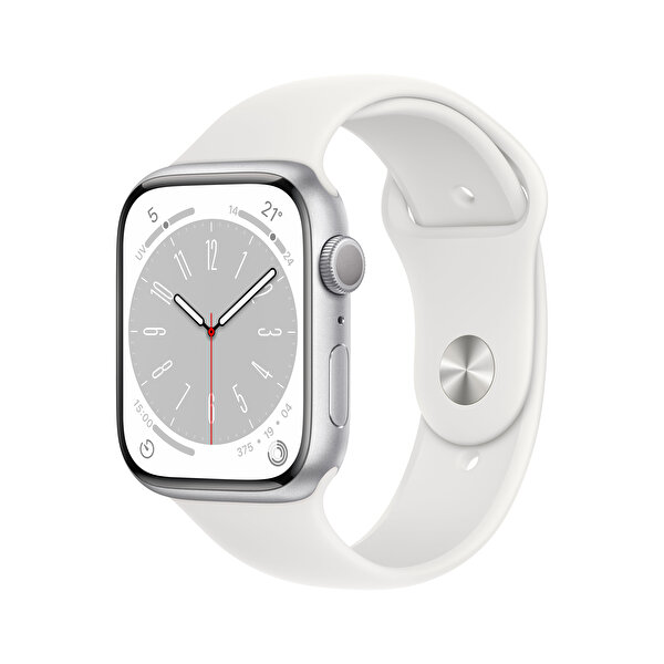 Apple Apple Watch Series 8 GPS 41MM Gümüş Alüminyum Kasa ve Beyaz Spor Kordon