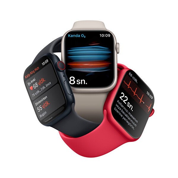 Apple Watch Series 8 GPS + Cellular 41MM Gece Yarısı Alüminyum Kasa ve Gece Yarısı Spor Kordon