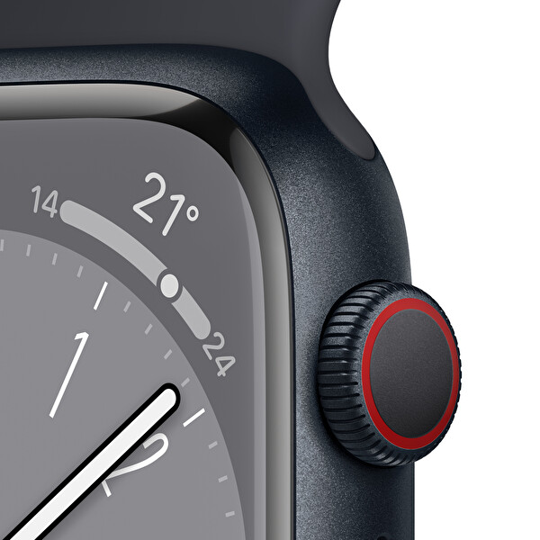 Apple Watch Series 8 GPS + Cellular 45MM Midnight Aluminium Case with Midnight Spor Kordon
