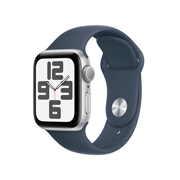 Apple Apple Watch Se Gps 40mm M/L Gümüş Alüminyum Kasa ve Storm Mavi Sport Band