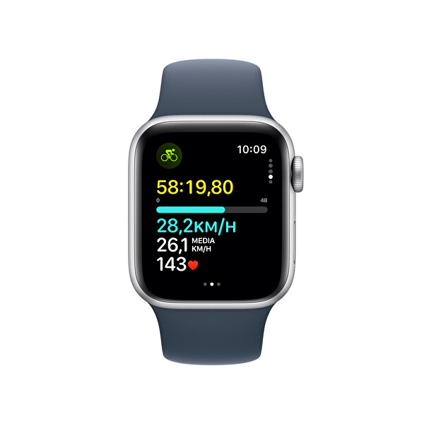 Apple Watch Se Gps 40mm M/L Gümüş Alüminyum Kasa ve Storm Mavi Sport Band