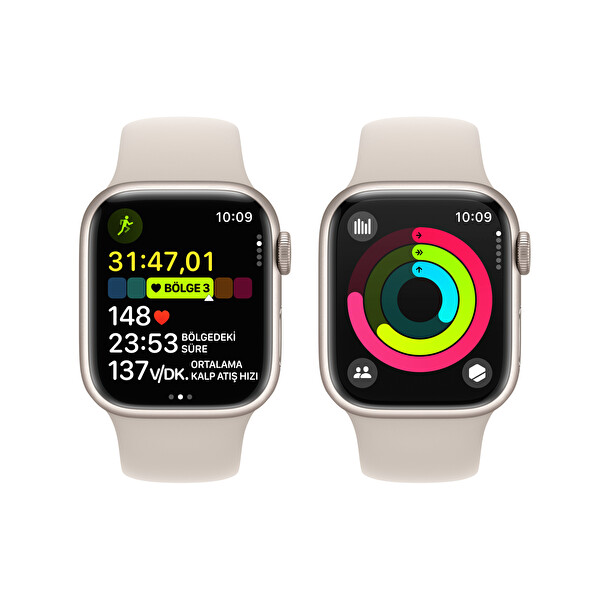 Apple Watch Series 9 GPS 41mm Starlight Aluminium Case with Starlight Sport Band - M/L