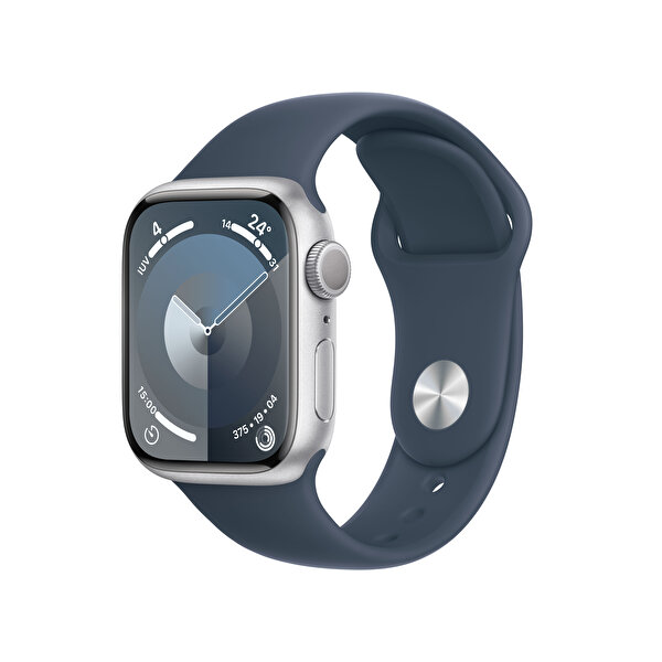 Apple Apple Watch Series 9 Gps 41mm Gümüş Alüminyum Kasa Ve Storm Mavi Sport Band M/L