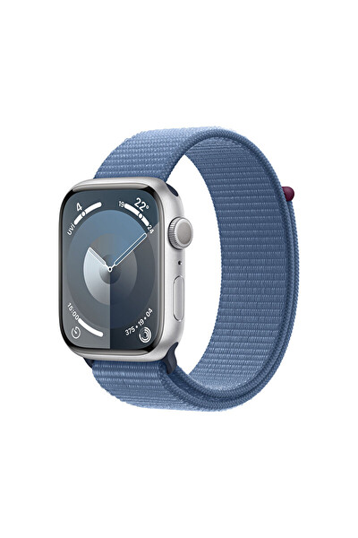 Apple Watch Series 9 GPS 45MM S/M Gümüş Alüminyum Kasa ve Storm Mavi Sport Band