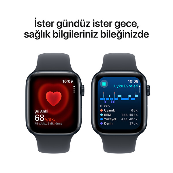 Apple Watch SE GPS 40mm Gece Yarısı Alüminyum Kasa ve Gece Yarısı Spor Kordon - M/L