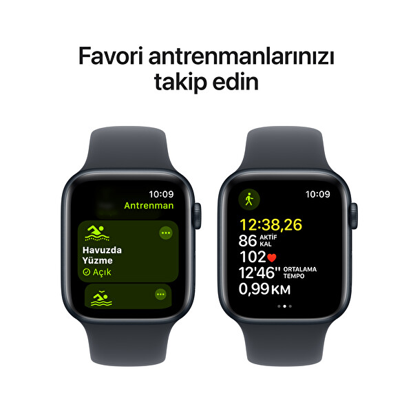Apple Watch SE GPS 40mm Gece Yarısı Alüminyum Kasa ve Gece Yarısı Spor Kordon - M/L