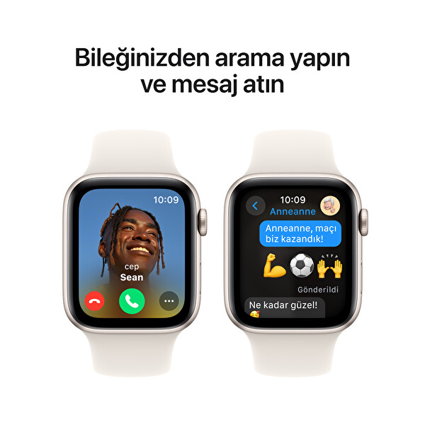 Apple Watch SE GPS 40mm Yıldız Işığı Alüminyum Kasa ve Yıldız Işığı Spor Kordon - M/L
