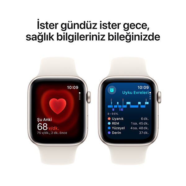 Apple Watch SE GPS 40mm Yıldız Işığı Alüminyum Kasa ve Yıldız Işığı Spor Kordon - M/L