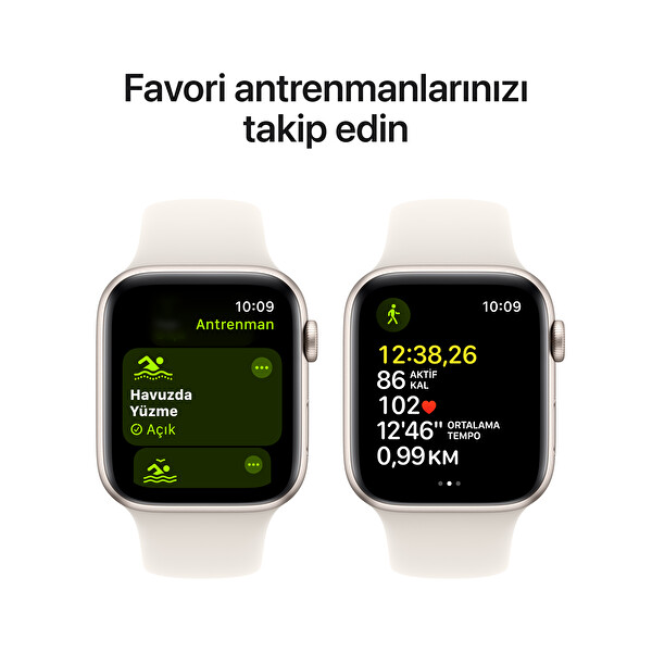 Apple Watch SE GPS 40mm Yıldız Işığı Alüminyum Kasa ve Yıldız Işığı Spor Kordon - M/L