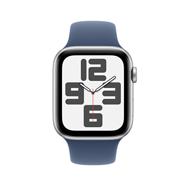 Apple Watch SE GPS 44mm Gümüş Alüminyum Kasa ve Kot Rengi Spor Kordon - S/M