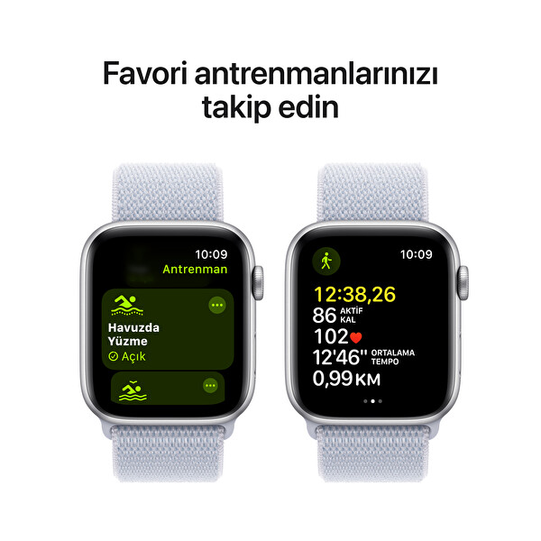 Apple Watch SE GPS 44mm Gümüş Alüminyum Kasa ve Bulut Mavisi Spor Loop
