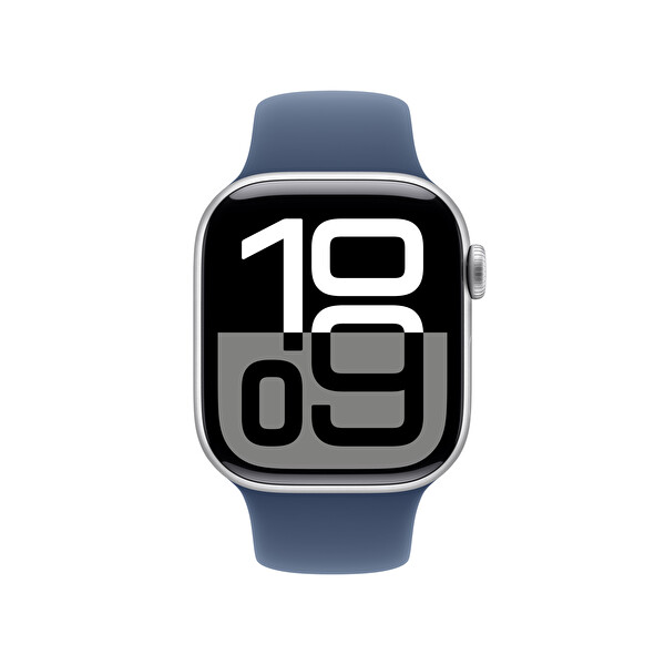 Apple Watch Series 10 GPS 42mm Gümüş Alüminyum Kasa ve Kot Rengi Spor Kordon - S/M