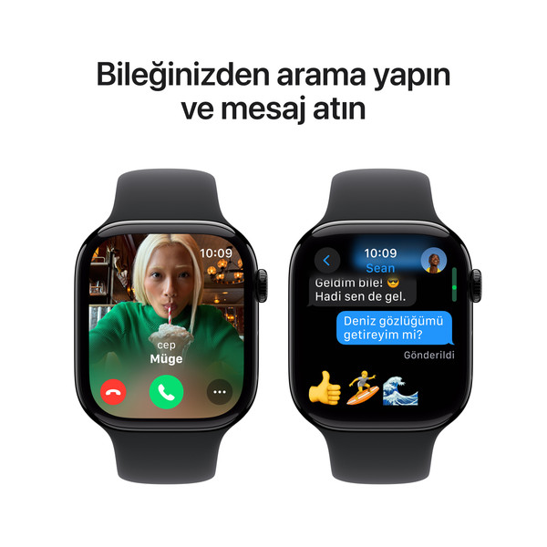 Apple Watch Series 10 GPS 42mm Simsiyah Alüminyum Kasa ve Siyah Spor Kordon - M/L
