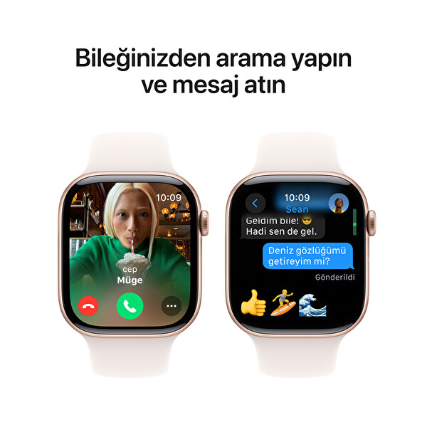 Apple Watch Series 10 GPS 42mm Roze Altın Alüminyum Kasa ve Bulut Pembesi Spor Kordon - S/M