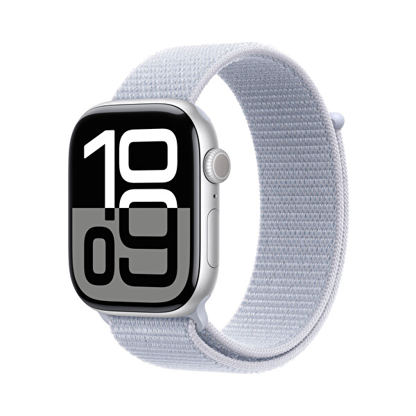 Apple Watch Series 10 GPS 46mm Gümüş Alüminyum Kasa ve Bulut Mavisi Spor Loop