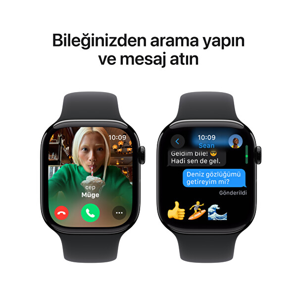 Apple Watch Series 10 GPS 46mm Simsiyah Alüminyum Kasa ve Siyah Spor Kordon - S/M