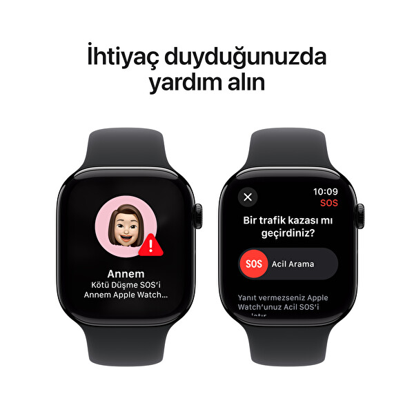Apple Watch Series 10 GPS 46mm Simsiyah Alüminyum Kasa ve Siyah Spor Kordon - M/L