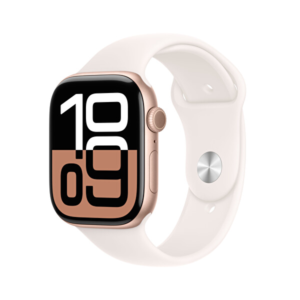Apple Watch Series 10 GPS 46mm Roze Altın Alüminyum Kasa ve Bulut Pembesi Spor Kordon - M/L