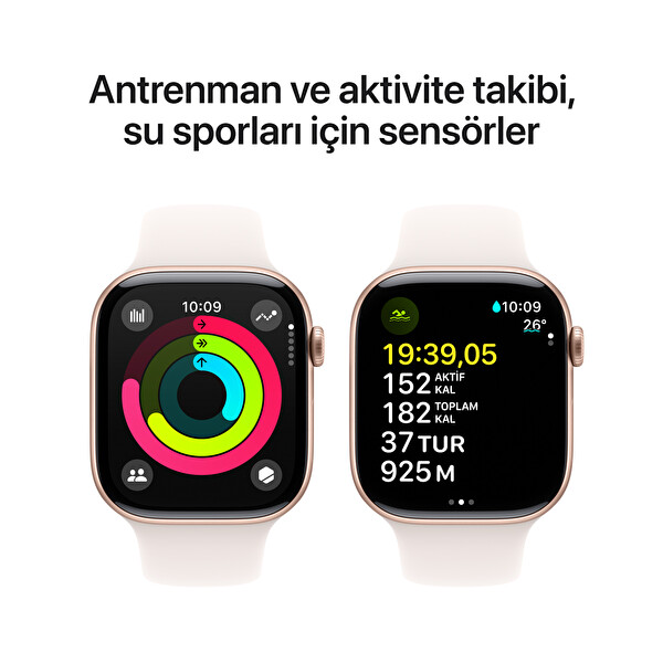 Apple Watch Series 10 GPS 46mm Roze Altın Alüminyum Kasa ve Bulut Pembesi Spor Kordon - M/L
