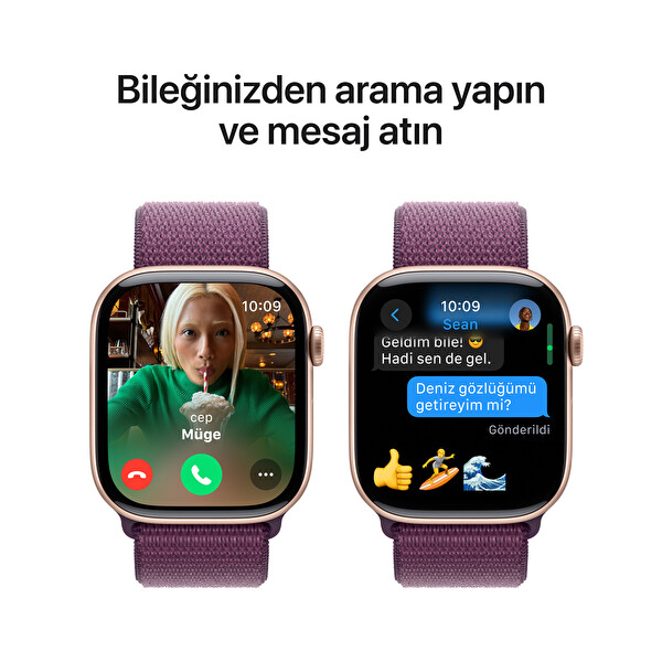 Apple Watch Series 10 GPS 46mm Roze Altın Alüminyum Kasa ve Kırmızı Erik Spor Loop