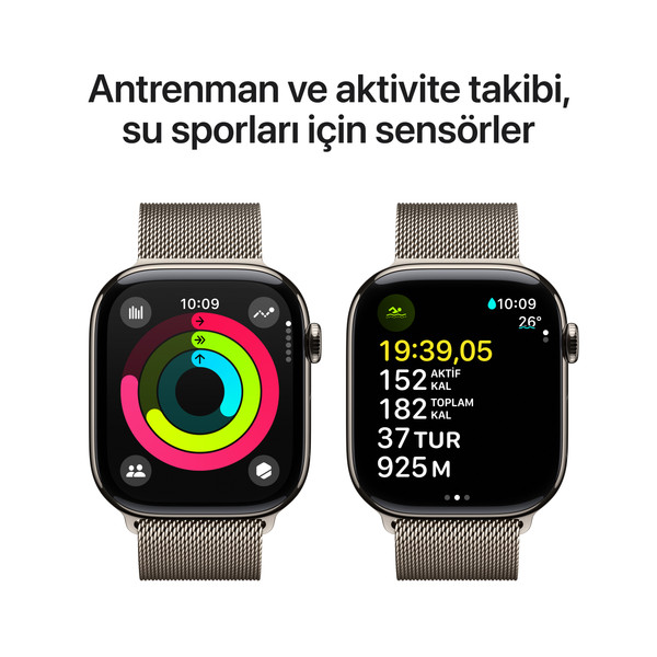 Apple Watch Series 10 GPS + Cellular 46mm Natürel Titanyum Kasa ve Natürel Milano Loop - M/L