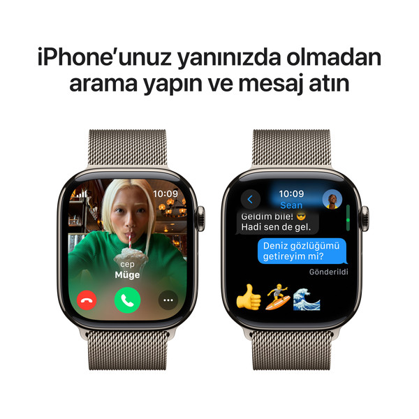 Apple Watch Series 10 GPS + Cellular 46mm Natürel Titanyum Kasa ve Natürel Milano Loop - M/L