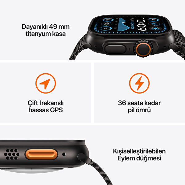 Apple Watch Ultra 2 GPS + Cellular 49mm Natürel Titanyum Kasa ve Uçuk Kahve Alpine Loop - Orta