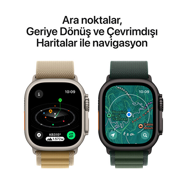 Apple Watch Ultra 2 GPS + Cellular 49mm Natürel Titanyum Kasa ve Uçuk Kahve Alpine Loop - Orta