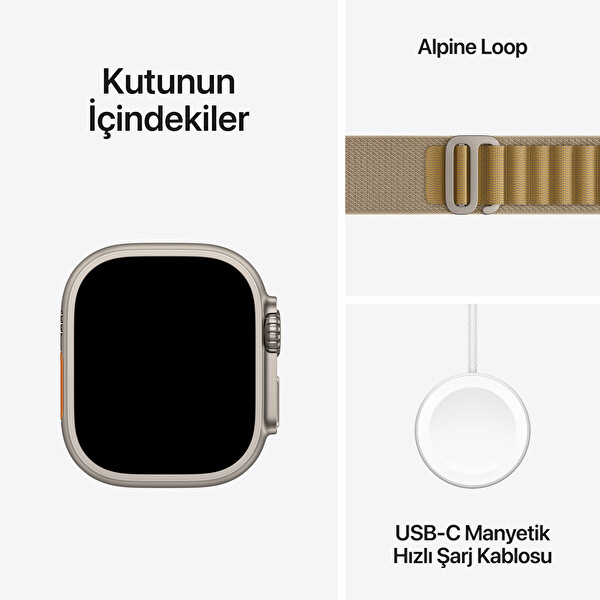 Apple Watch Ultra 2 GPS + Cellular 49mm Natürel Titanyum Kasa ve Uçuk Kahve Alpine Loop - Büyük