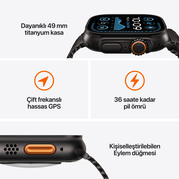 Apple Watch Ultra 2 GPS + Cellular 49mm Natürel Titanyum Kasa ve Natürel Titanyum Milano Loop   S 3