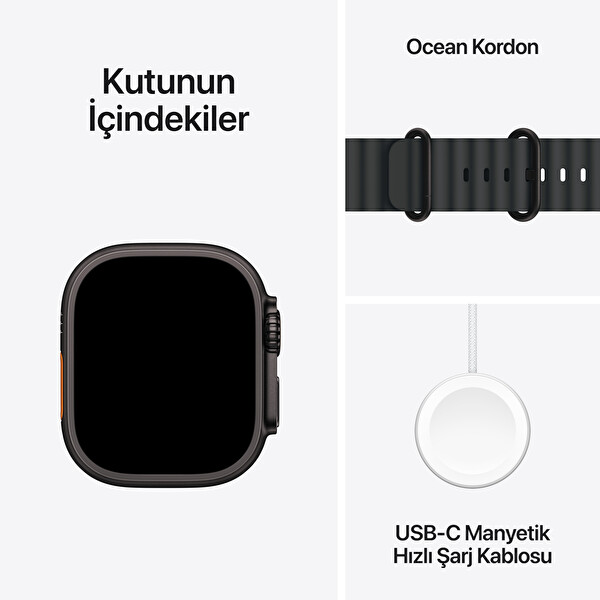 Apple Watch Ultra 2 GPS + Cellular 49mm Siyah Titanyum Kasa ve Siyah Ocean Kordon