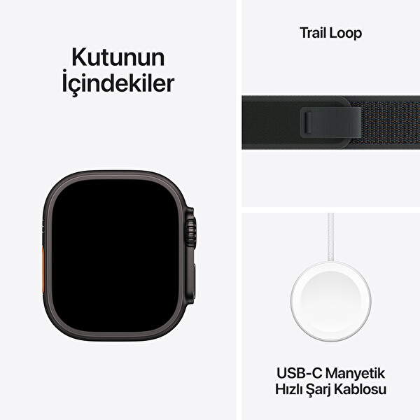 Apple Watch Ultra 2 GPS + Cellular 49mm Siyah Titanyum Kasa ve Siyah Trail Loop - M/L