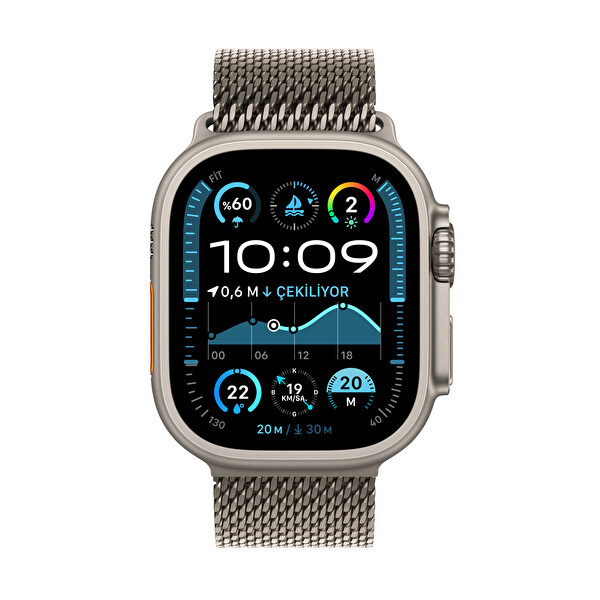 Apple Watch Ultra 2 GPS + Cellular 49mm Natürel Titanyum Kasa ve Natürel Titanyum Milano Loop - L