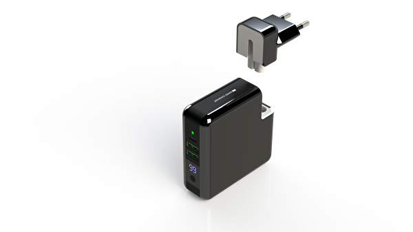 Swiss Charger SCC-30093 Powerbank Özellikli 2x USB Çıkışlı 2.4A Kablosuz Duvar Şarj Aleti