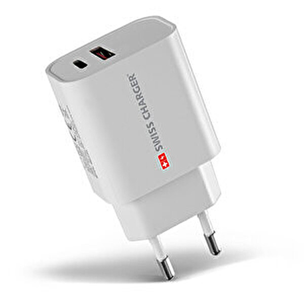 Swiss Charger SCH-40029 20W Type-C Ve Usb 2 Çıkışlı Hızlı Şarj
