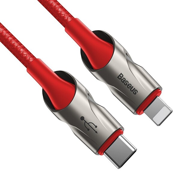 Baseus Fish Eye Type-C to Lightning Kablo 1M Kırmızı