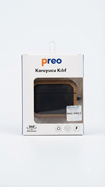 Preo AirPods Pro 2 Armour Siyah Kahve Taşıma Kılıfı 2