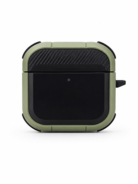 Preo AirPods 4. Nesil Armour Siyah Yeşil Taşıma Kılıfı