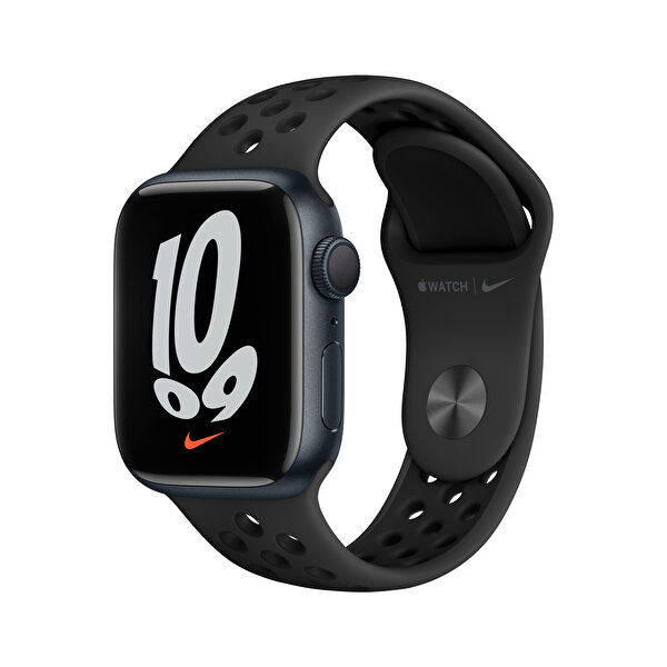 Apple Watch Nike Series 7 GPS 41MM Gece Yarısı Alüminyum Kasa Antrasit/Siyah Nike Spor Kordon