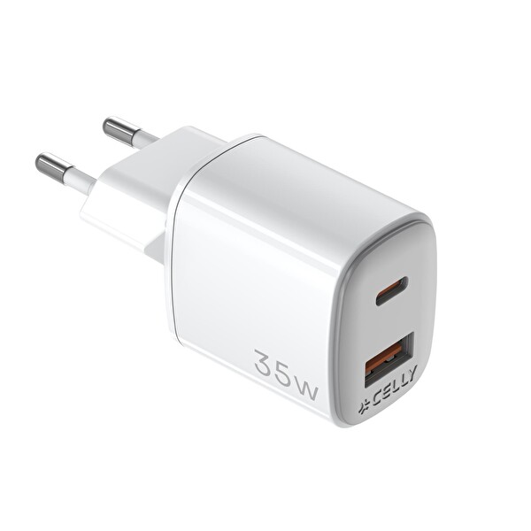 Celly Up TC USB ve USB-C 35W Beyaz Duvar Şarjı